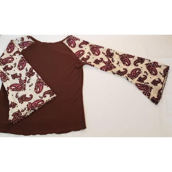 Jordache ~ Paisley Long Sleeve ~ Brown and Cream Color ~ Girls Size 14/16 - Picture 4 of 6